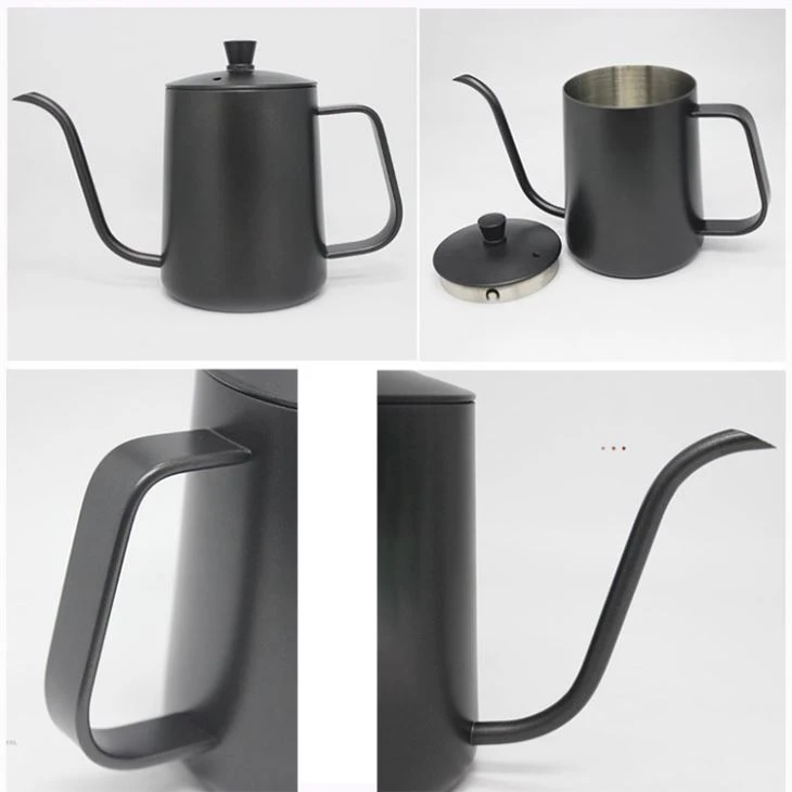 Hot Sales 600ml Stainless Steel Pour Over Coffee Kettle Coffee Drip Pot With Lid